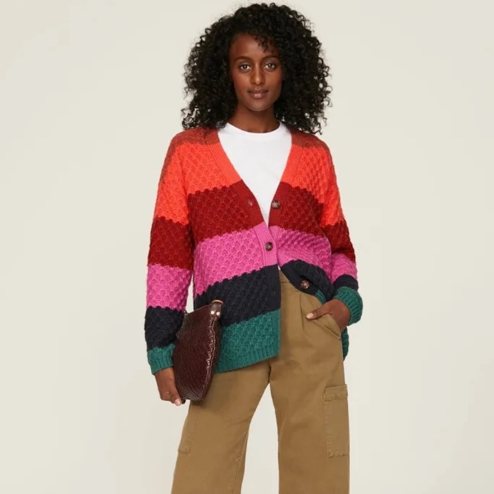 Marine Layer Brielle Multi Colorblock Oversized Sweater Cardigan